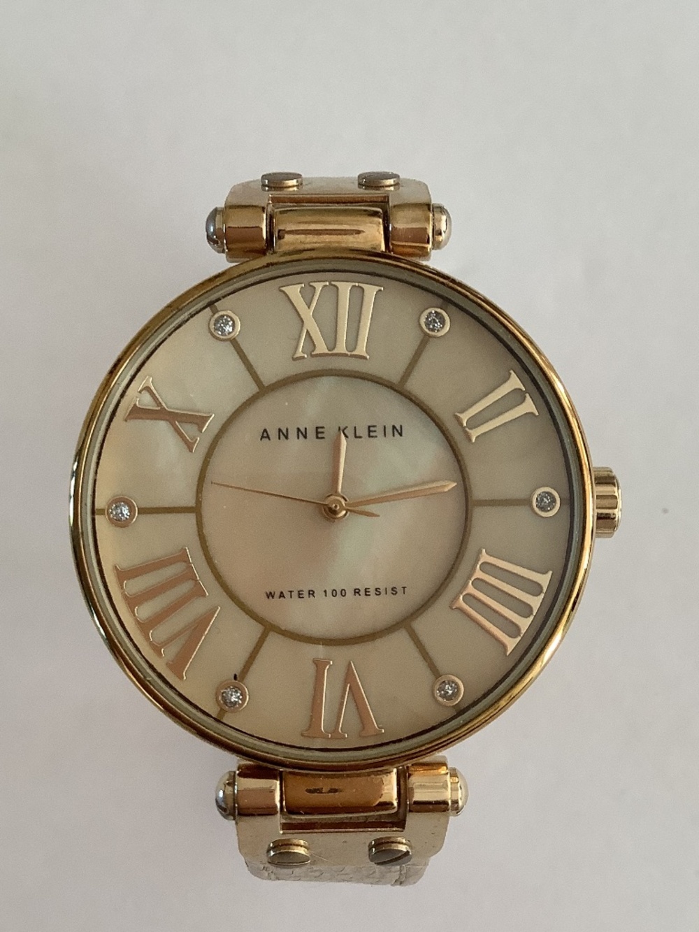 Ladies Anne Klein champagne color watch leather band